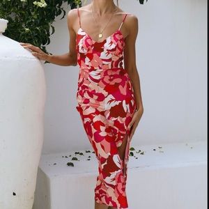 Hello Molly Pink Floral Midi Dress